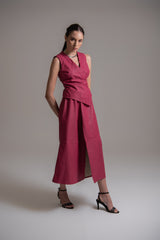 Saia midi em couro de viscose