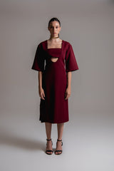 Vestido midi em alfaiataria com top
