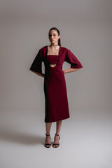 Vestido midi em alfaiataria com top