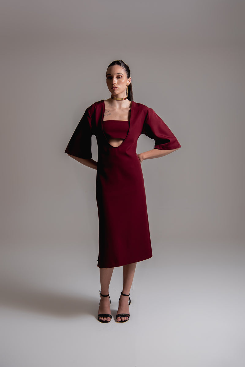 Vestido midi em alfaiataria com top