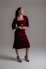 Vestido midi em alfaiataria com top