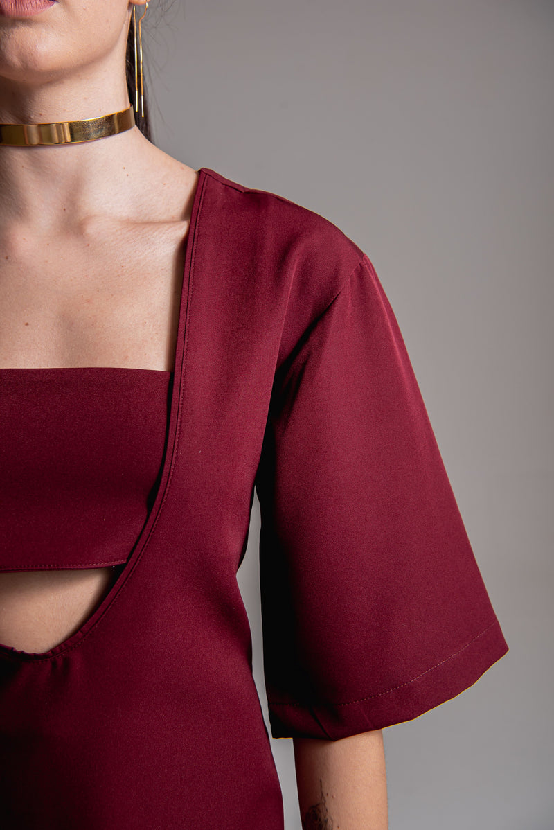 Vestido midi em alfaiataria com top