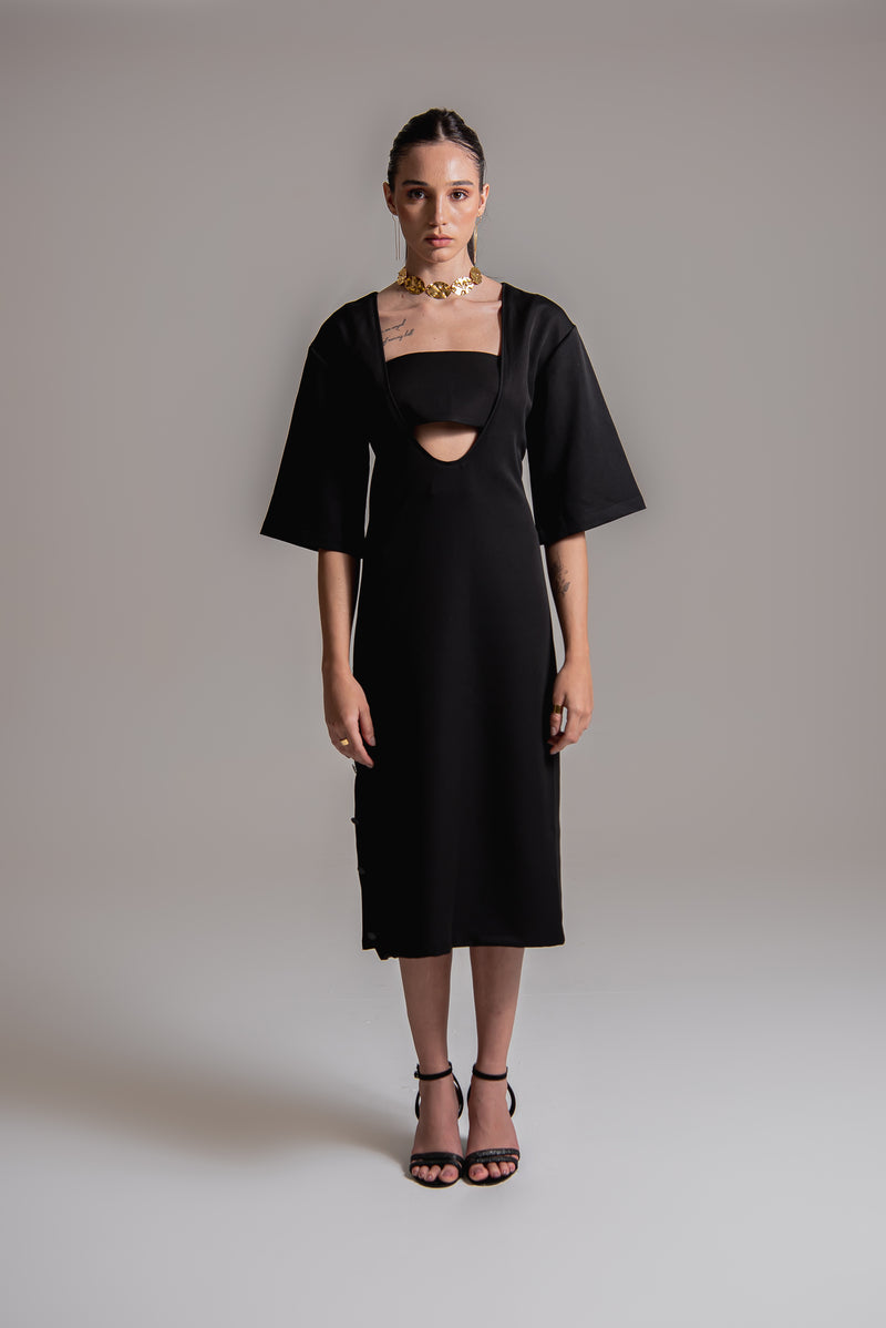 Vestido midi em alfaiataria com top