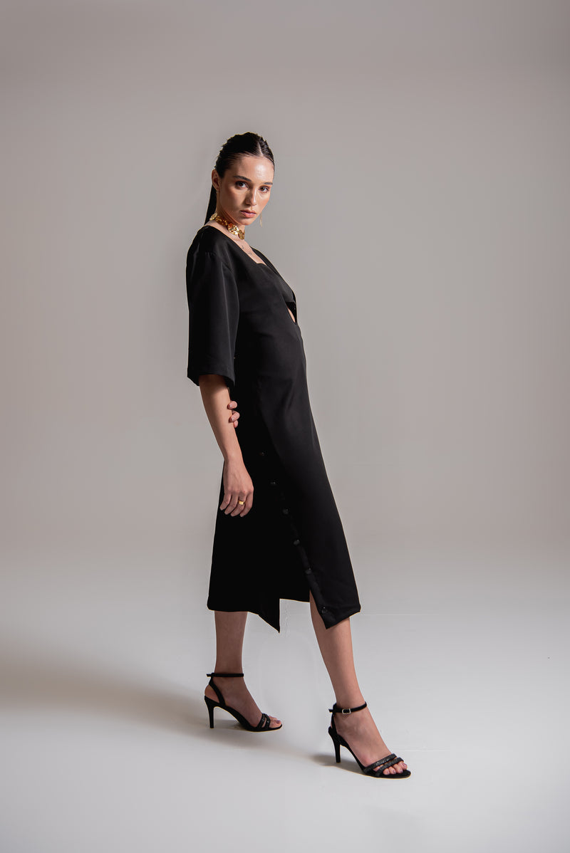 Vestido midi em alfaiataria com top