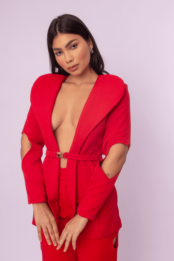 Blazer em Alfaiataria Alongado com Recortes - Aline vervan