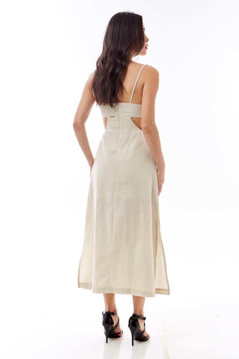 Vestido midi de linho
