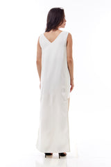 Vestido longo assimétrico em Alfaiataria