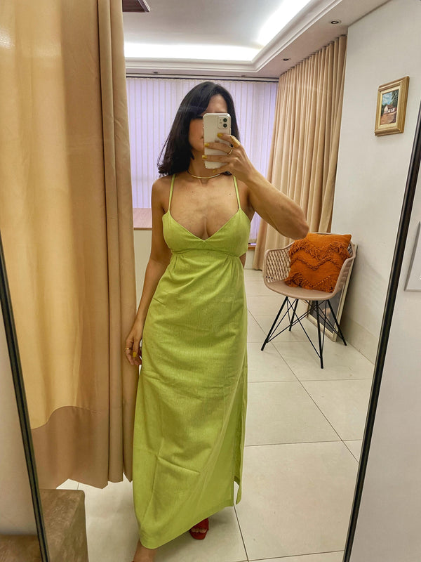 Vestido midi de linho