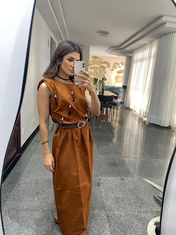 Vestido longo em algodão 100%