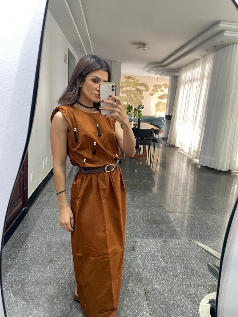 Vestido longo em algodão 100%