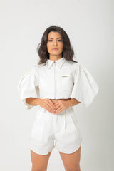 Short em Sarjado com Modelagem em Alfaiataria