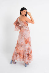 Vestido longo ombro só com estampa