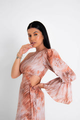 Vestido longo ombro só com estampa